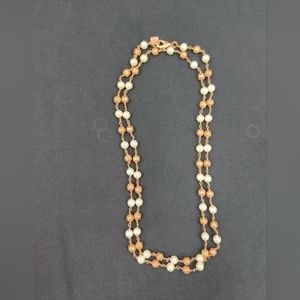 Cookie Lee Rose Gold Tone Beads and "Pearl'' Necklace